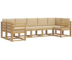 Lauko sofos komplektas su pagalve 7 pcs Balta ir kreminė