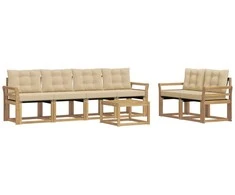 Lauko sofos komplektas su pagalve 7 pcs Balta ir kreminė