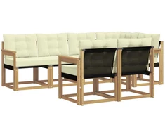 Lauko sofos komplektas su pagalve 7 pcs Balta ir kreminė