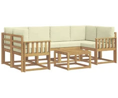 Lauko sofos komplektas su pagalve 7 pcs Balta ir kreminė