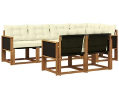 Lauko sofos komplektas su pagalve 7 pcs Natūralus ir grietinėlė
