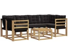 Lauko sofos komplektas su pagalve 7 pcs Balta ir juoda