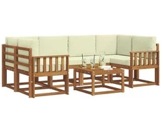 Lauko sofos komplektas su pagalve 7 pcs Natūralus ir grietinėlė