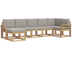 Lauko sofos komplektas su pagalve 7 pcs Balta ir šviesiai pilka