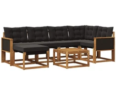 Lauko sofos komplektas su pagalve 7 pcs Natūrali ir juoda