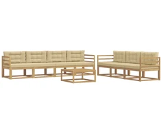 Lauko sofos komplektas su pagalve 7 pcs Balta ir kreminė