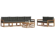 Lauko sofos komplektas su pagalve 7 pcs Natūralus ir antracitas