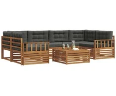 Lauko sofos komplektas su pagalve 7 pcs Natūralus ir antracitas
