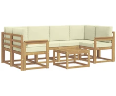 Lauko sofos komplektas su pagalve 7 pcs Balta ir kreminė