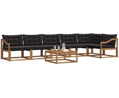 Lauko sofos komplektas su pagalve 7 pcs Natūrali ir juoda