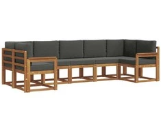 Lauko sofos komplektas su pagalve 7 pcs Natūralus ir antracitas