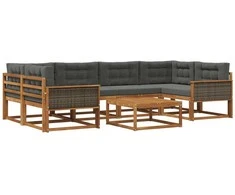 Lauko sofos komplektas su pagalve 7 pcs Natūralus ir antracitas