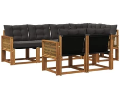 Lauko sofos komplektas su pagalve 7 pcs Natūrali ir juoda