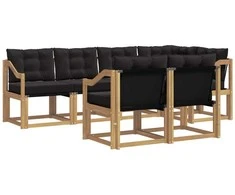 Lauko sofos komplektas su pagalve 7 pcs Balta ir juoda