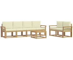 Lauko sofos komplektas su pagalve 7 pcs Balta ir kreminė