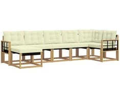 Lauko sofos komplektas su pagalve 7 pcs Balta ir kreminė