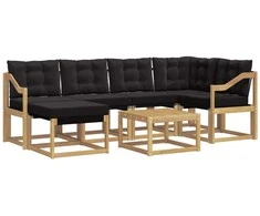Lauko sofos komplektas su pagalve 7 pcs Balta ir juoda