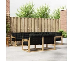Lauko sofos komplektas su pagalve 7 pcs Balta ir juoda