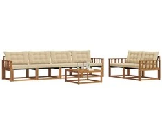 Lauko sofos komplektas su pagalve 7 pcs Natūralus ir bežinis