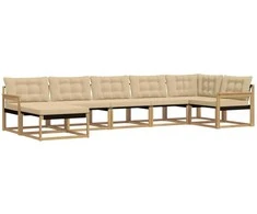Lauko sofos komplektas su pagalve 7 pcs Balta ir kreminė