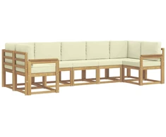 Lauko sofos komplektas su pagalve 7 pcs Balta ir kreminė