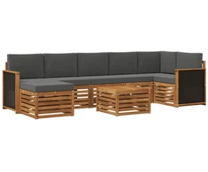Lauko sofos komplektas su pagalve 7 pcs Natūralus ir antracitas