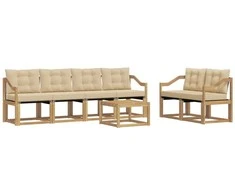 Lauko sofos komplektas su pagalve 7 pcs Balta ir kreminė