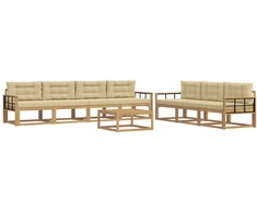 Lauko sofos komplektas su pagalve 7 pcs Balta ir kreminė