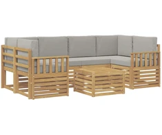 Lauko sofos komplektas su pagalve 7 pcs Balta ir šviesiai pilka