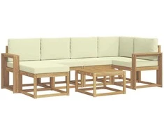 Lauko sofos komplektas su pagalve 7 pcs Balta ir kreminė