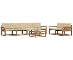 Lauko sofos komplektas su pagalve 7 pcs Natūralus ir bežinis