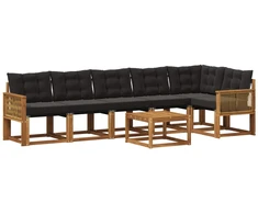 Lauko sofos komplektas su pagalve 7 pcs Natūrali ir juoda
