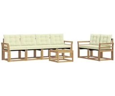 Lauko sofos komplektas su pagalve 7 pcs Balta ir kreminė
