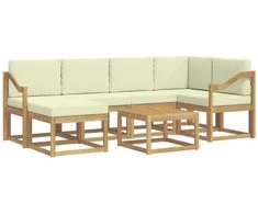 Lauko sofos komplektas su pagalve 7 pcs Balta ir kreminė