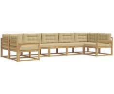 Lauko sofos komplektas su pagalve 7 pcs Balta ir kreminė