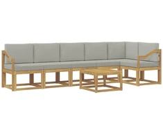 Lauko sofos komplektas su pagalve 7 pcs Balta ir šviesiai pilka