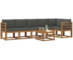 Lauko sofos komplektas su pagalve 7 pcs Natūralus ir antracitas