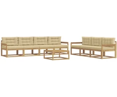 Lauko sofos komplektas su pagalve 7 pcs Balta ir kreminė