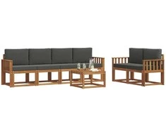 Lauko sofos komplektas su pagalve 7 pcs Natūralus ir antracitas