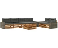 Lauko sofos komplektas su pagalve 7 pcs Natūralus ir antracitas
