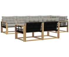 Lauko sofos komplektas 7 pcs Balta ir šviesiai pilka