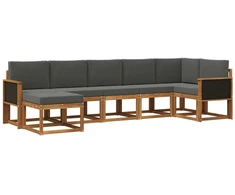 Lauko sofos komplektas su pagalve 7 pcs Natūralus ir antracitas