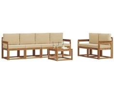 Lauko sofos komplektas su pagalve 7 pcs Natūralus ir bežinis