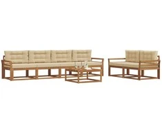 Lauko sofos komplektas su pagalve 7 pcs Natūralus ir bežinis