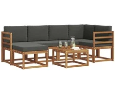Lauko sofos komplektas su pagalve 7 pcs Natūralus ir antracitas