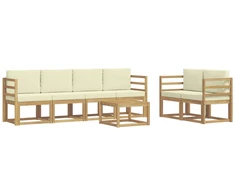 Lauko sofos komplektas su pagalve 7 pcs Balta ir kreminė