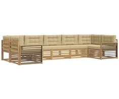 Lauko sofos komplektas su pagalve 7 pcs Balta ir kreminė