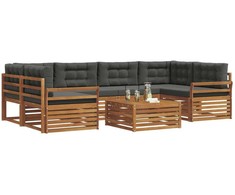 Lauko sofos komplektas su pagalve 7 pcs Natūralus ir antracitas