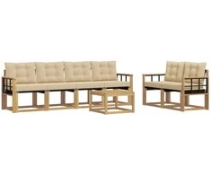 Lauko sofos komplektas su pagalve 7 pcs Balta ir kreminė
