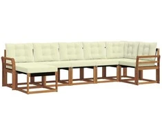 Lauko sofos komplektas su pagalve 7 pcs Natūralus ir grietinėlė